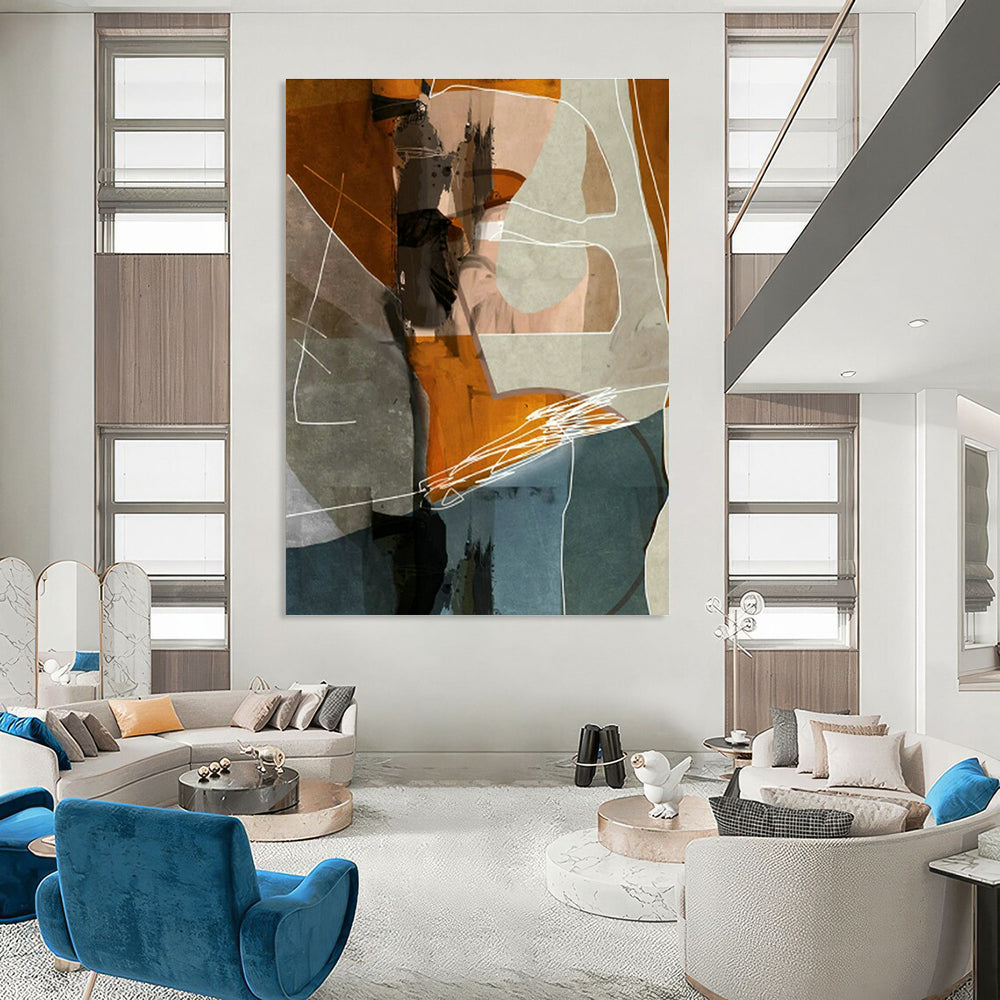 Orange - Geometric Abstract for Contemporary Art Gallery & Creative Studio Break Area DLZ0891