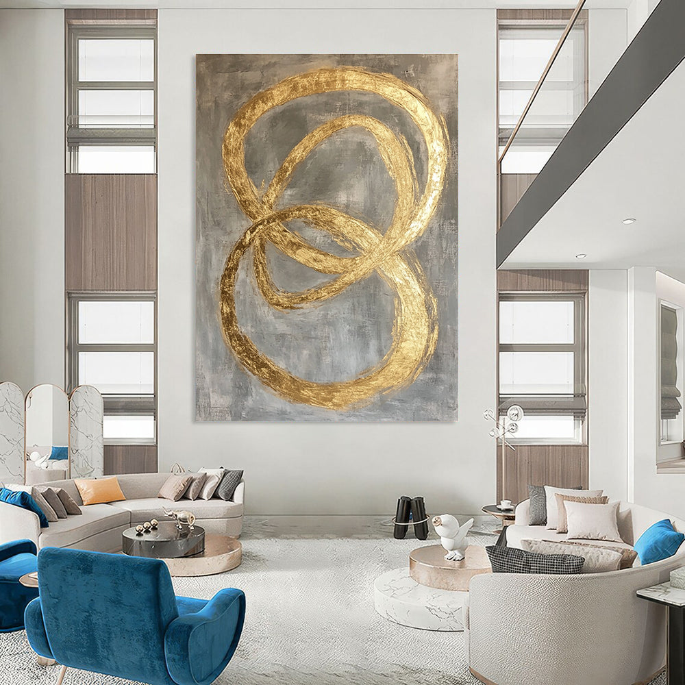 Gold - Ringed Gray Abstract for Boutique Jewelry Store & Modern Living Room STSC1295