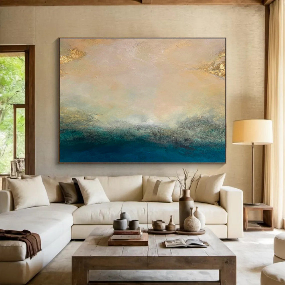Gold - Accented Sea View Art for Luxury Yacht Club VIP Lounges DLZ3154