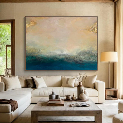 Gold - Accented Sea View Art for Luxury Yacht Club VIP Lounges DLZ3154