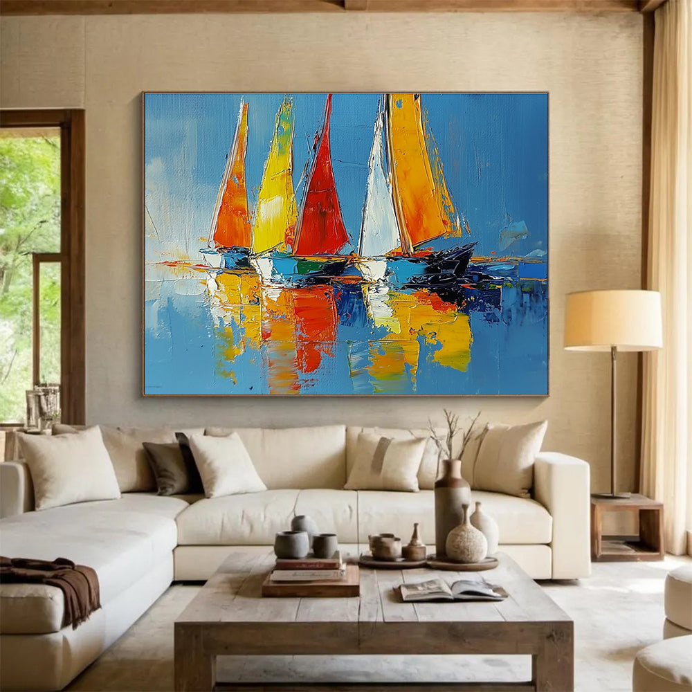 Colorful Sailboats Art for Nautical - Themed Restaurant & Coastal Home Den SC274