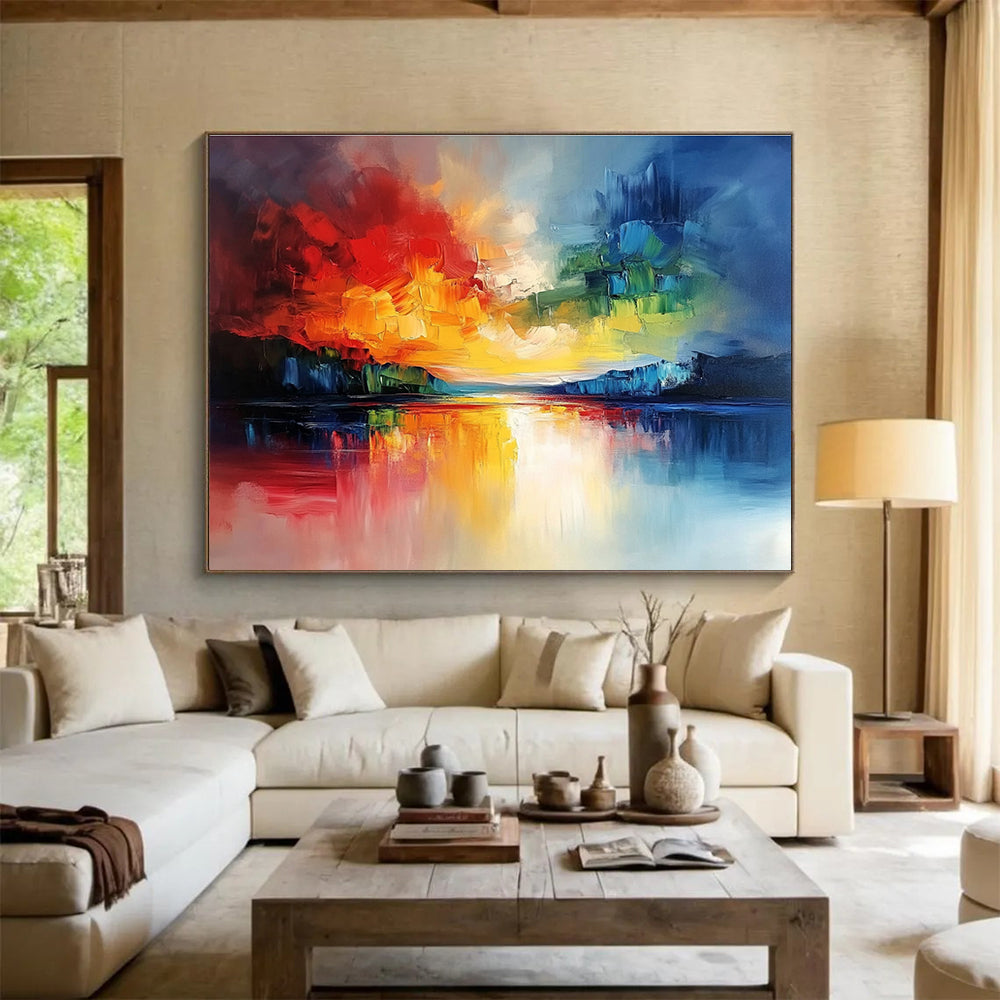 Colorful Lake Reflection Art for Art - Lovers’ Café & Bold Home Office SC077