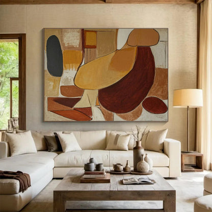Brown - Yellow Minimalist Figure for Mid - Century Dining Areas DLZ2472
