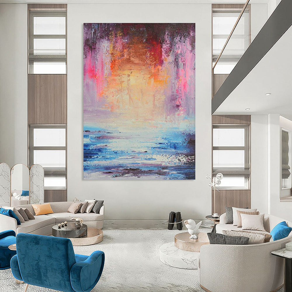 Pink - Purple - Orange Abstract Art for Beach Resort Spa Waiting Rooms DLZ0027