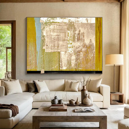 Yellow - Brown Geometric Abstract Art for Industrial - Style Hallway DLZ2777