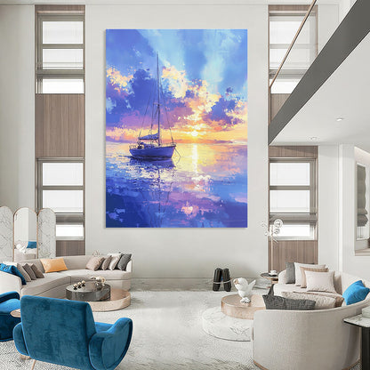 Sailboat at Sunset for Nautical - Themed Library & Luxury Beach House STSC899