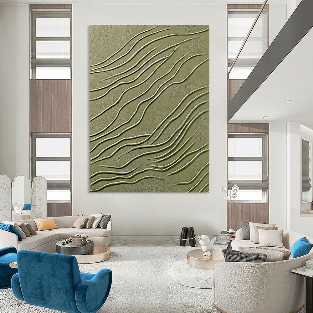 Green and White Wavy Texture Art for Nature - Inspired Yoga Studio & Minimalist Spa STSC1359