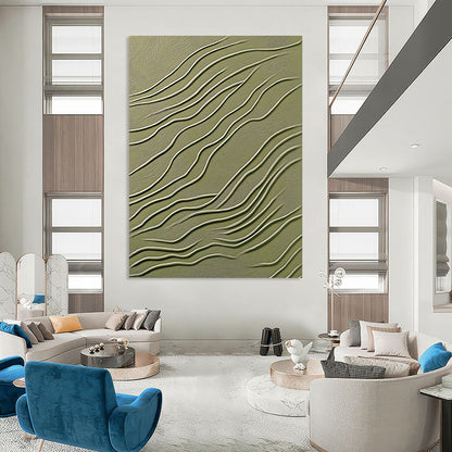 Green and White Wavy Texture Art for Nature - Inspired Yoga Studio & Minimalist Spa STSC1359
