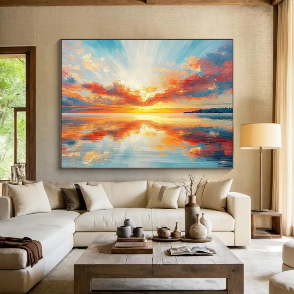 Sunrise Sea View Painting for Coastal Home Living Room DLZ3006