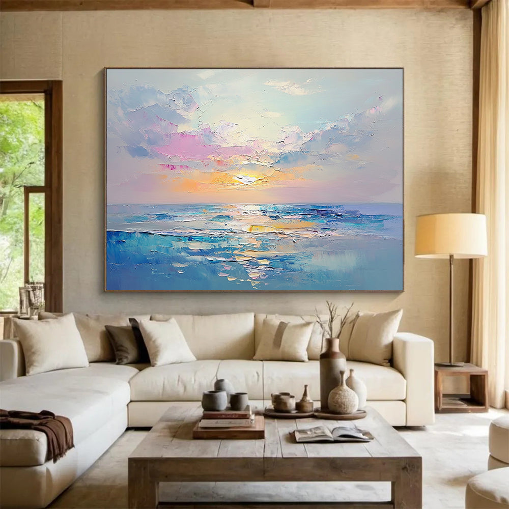 Pastel Ocean Sunset Art for Coastal Nursery & Women’s Wellness Center SC418