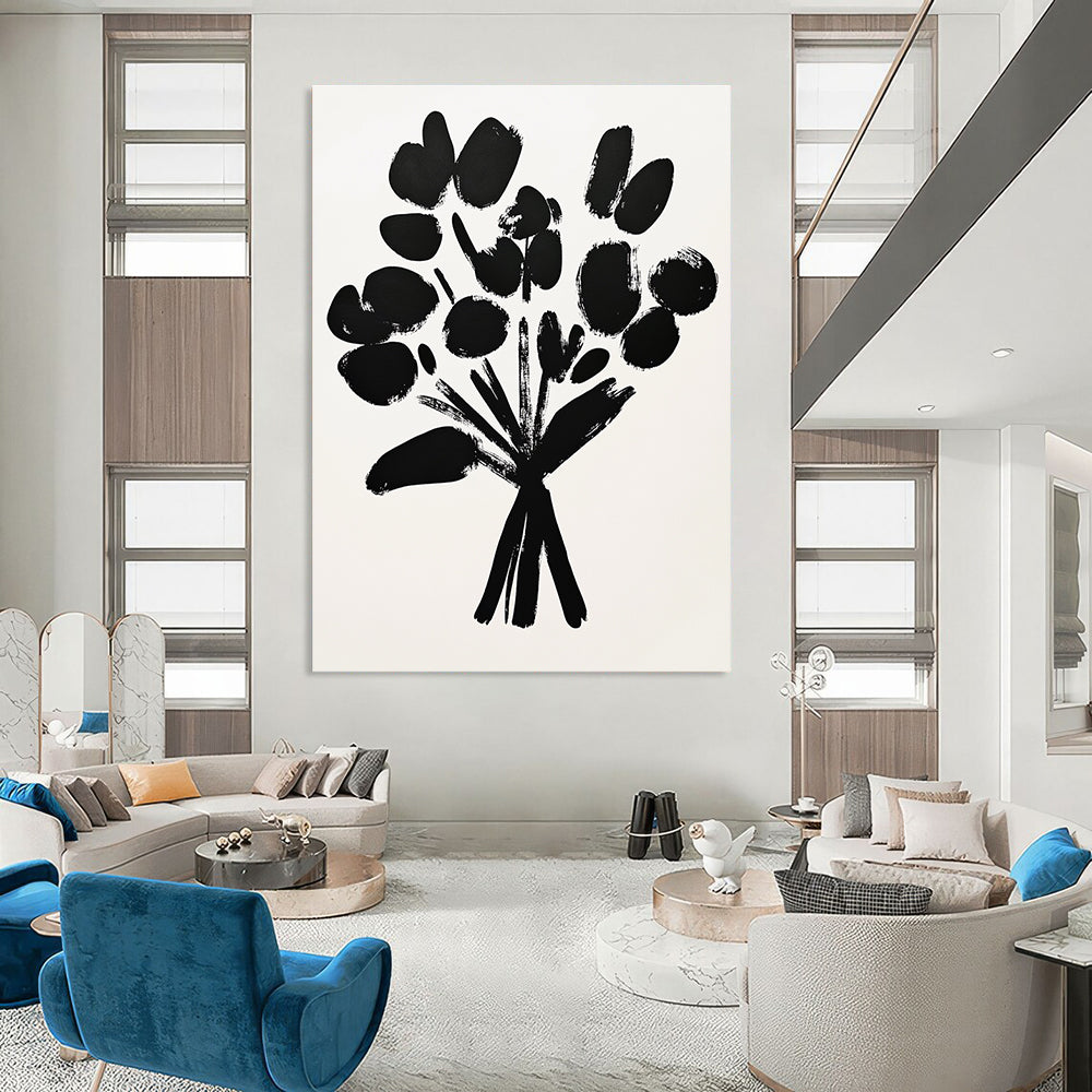 Black Abstract Flower Bouquet 1 for Monochrome - Themed Gallery & Edgy Urban Loft STSC924