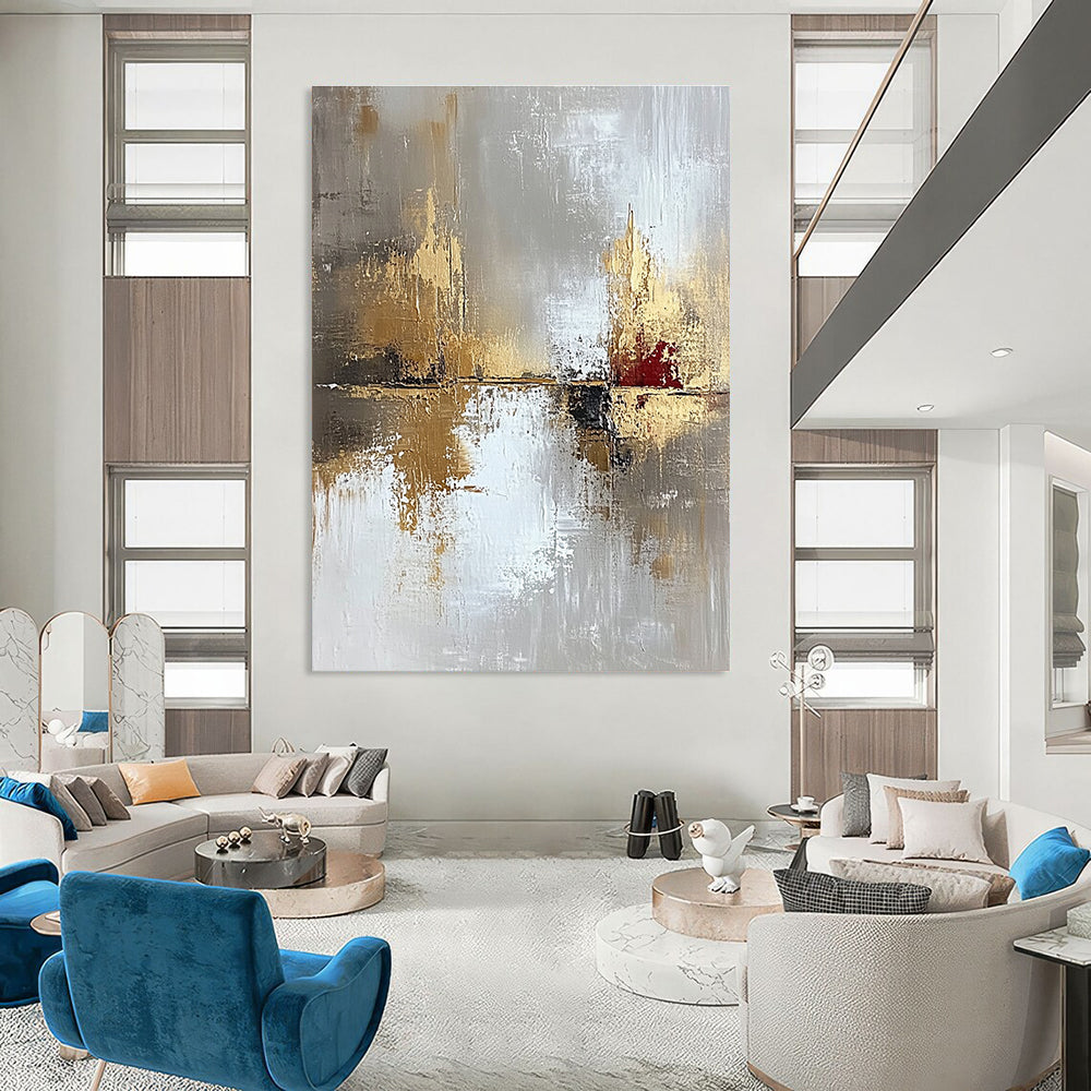 Grey and Gold River Abstract for Luxury Spa Lounge & Sophisticated Home Library STSC402