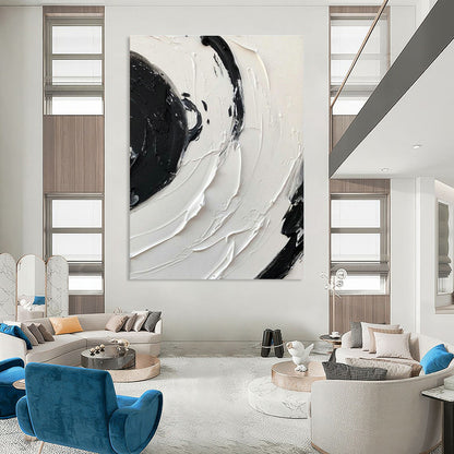 Black - White Swirl Texture Art for Avant - Garde Gallery & Trendy Nightclub DLZ2377