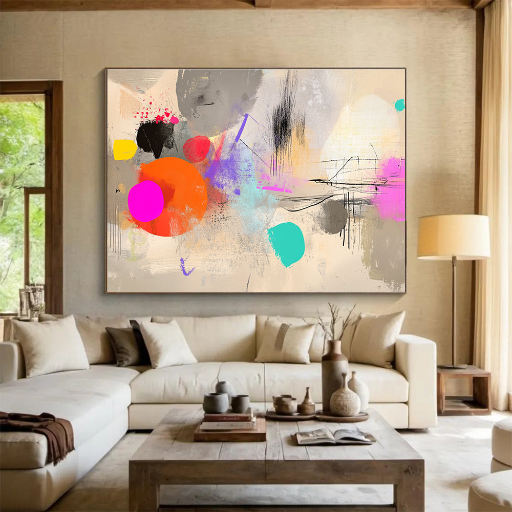 Colorful Abstract Doodles Art for Creative Coworking Space & Playful Café SC042