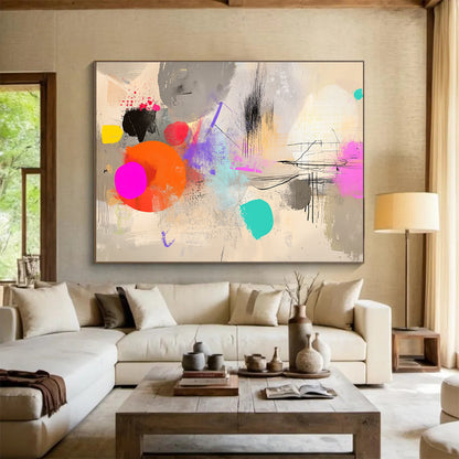 Colorful Abstract Doodles Art for Creative Coworking Space & Playful Café SC042