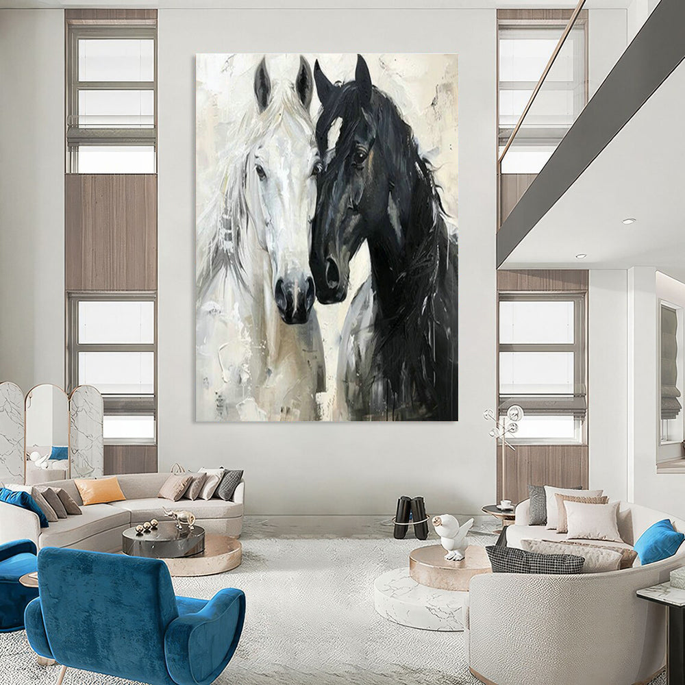 Black and White Horse Art for Equestrian Club Lounge & Western - Themed Home Office DLZ1408