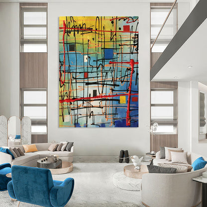 Vibrant Color - Line Grid Art for Cafe & Creative Co - working Space DLZ2282