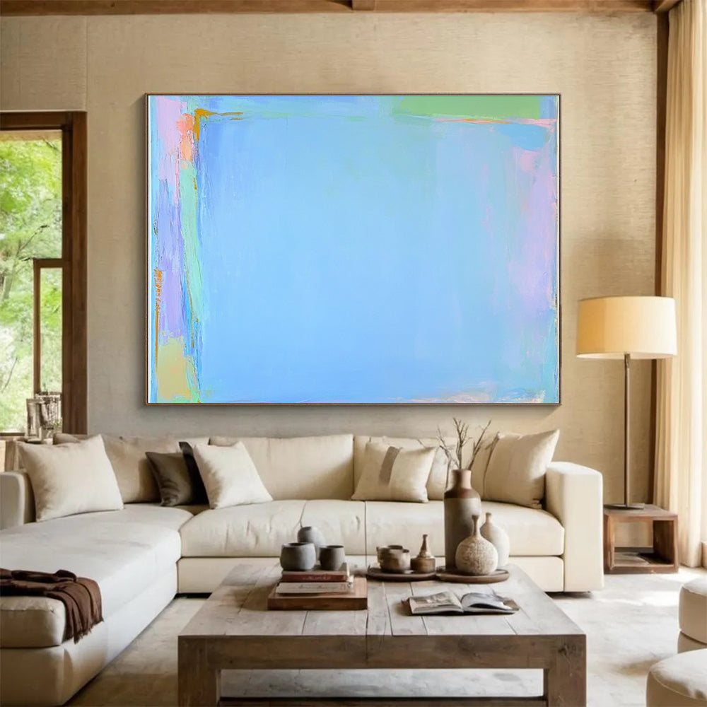 Soft Blue with Edges Art for Coastal Spa & Relaxation Room SC377