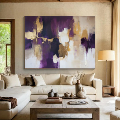 Purple - Gold Abstract Fusion Art for Royal - Inspired Dining Room & Luxury Spa Lounge SC237