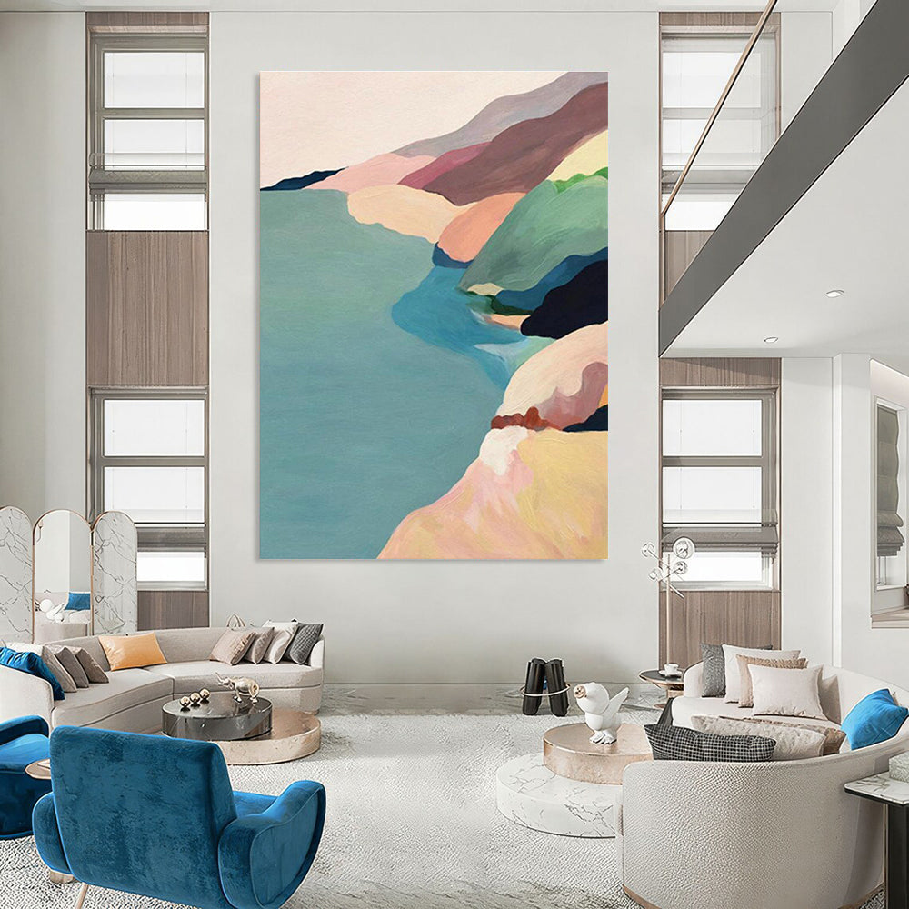 Pastel Coastal Landscape Art for Beachfront Home Bedroom & Serene Spa DLZ2156