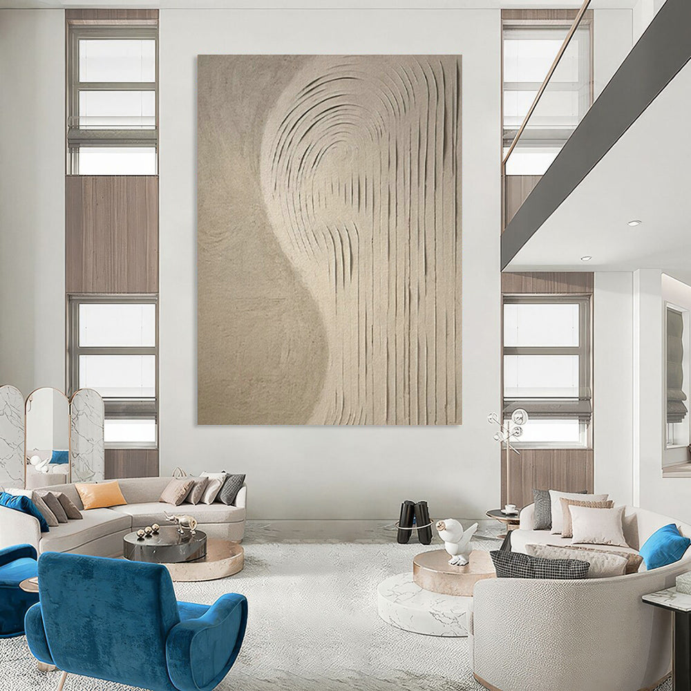 Light Brown Wavy Abstract Art for Spa Retreat & Zen - Inspired Home DLZ1855