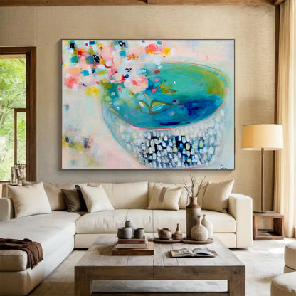 Blue - Bowl Floral Abstract Art for Charming Tea Rooms DLZ2446