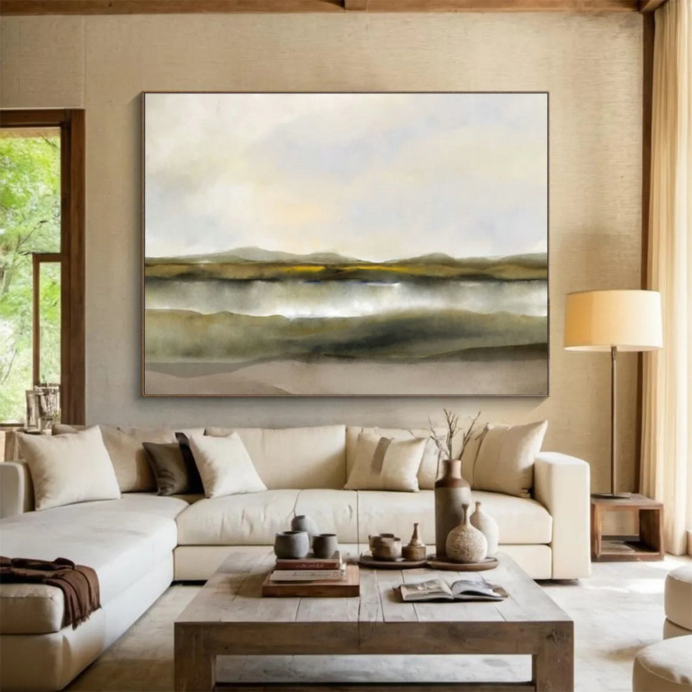 Yellow - Green Landscape Abstract Art for Cozy Study DLZ2745
