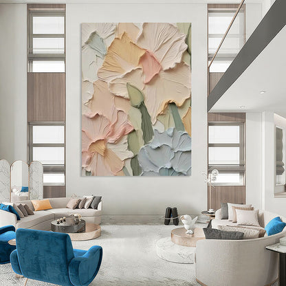 Textured Pastel Flower Art for Bohemian Bedroom & Garden - Themed Café DLZ1400