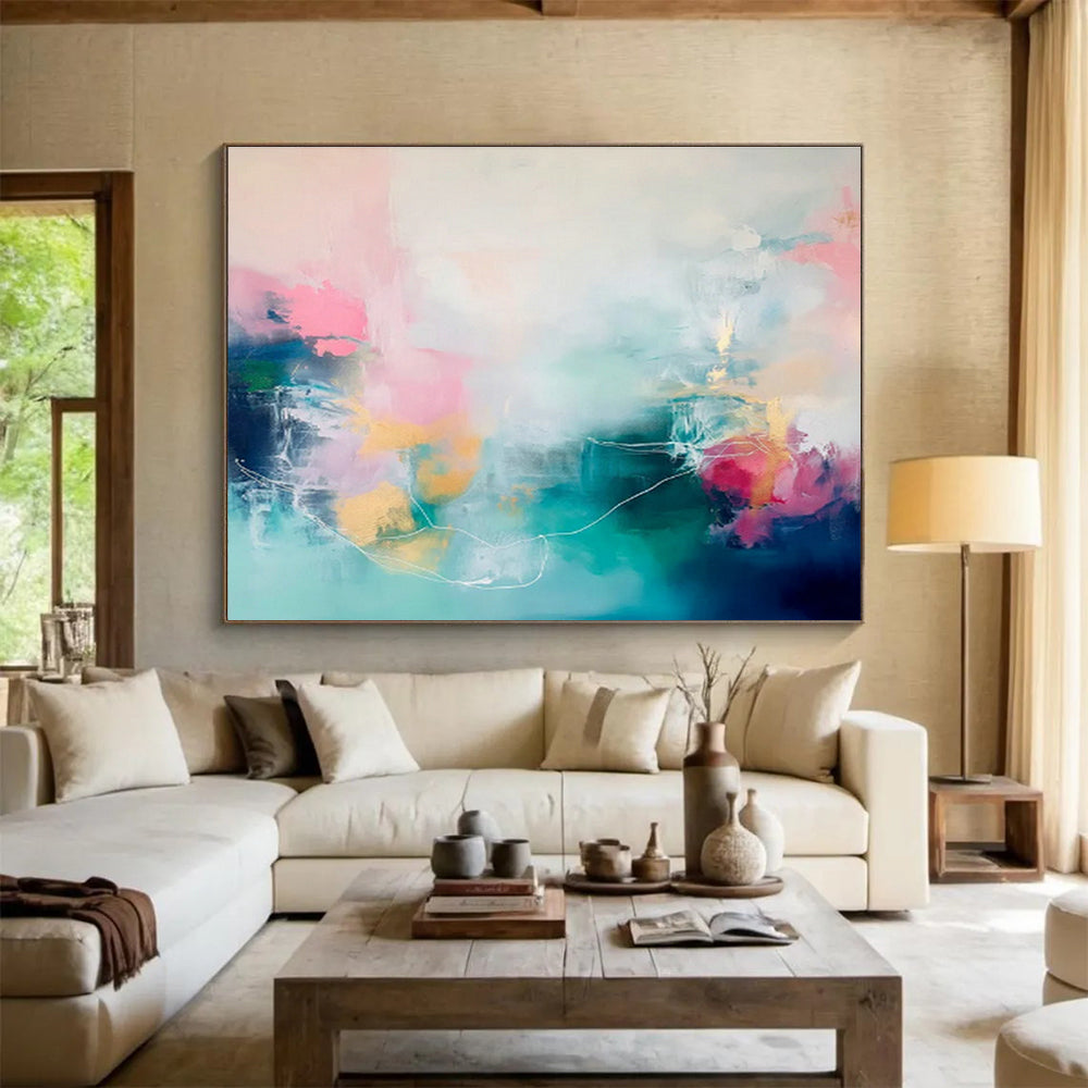 Soft - Colored Abstract Lines Art for Calming Bedroom DLZ2856