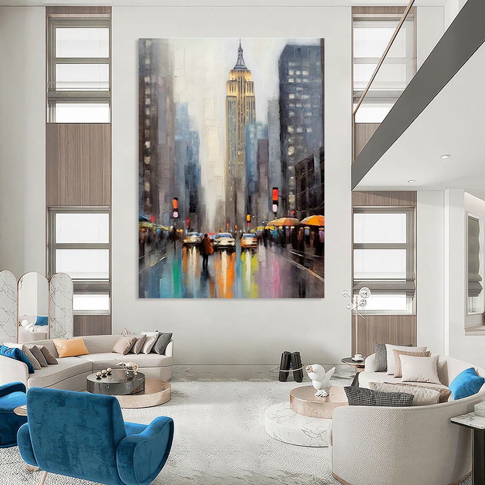 City Street Oil Painting for Living Room & Office DLZ0369