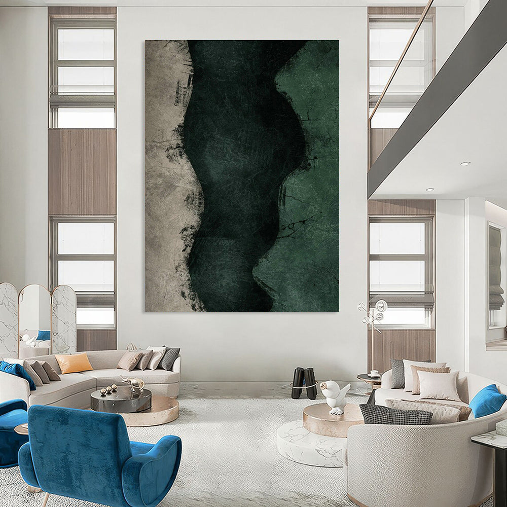 Textured Green Waves Art for Coastal - Inspired Bathroom & Nature - Themed Spa DLZ1378