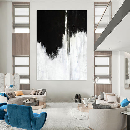 Black - White Drip Art for Contemporary Living Room & Art Gallery DLZ2053