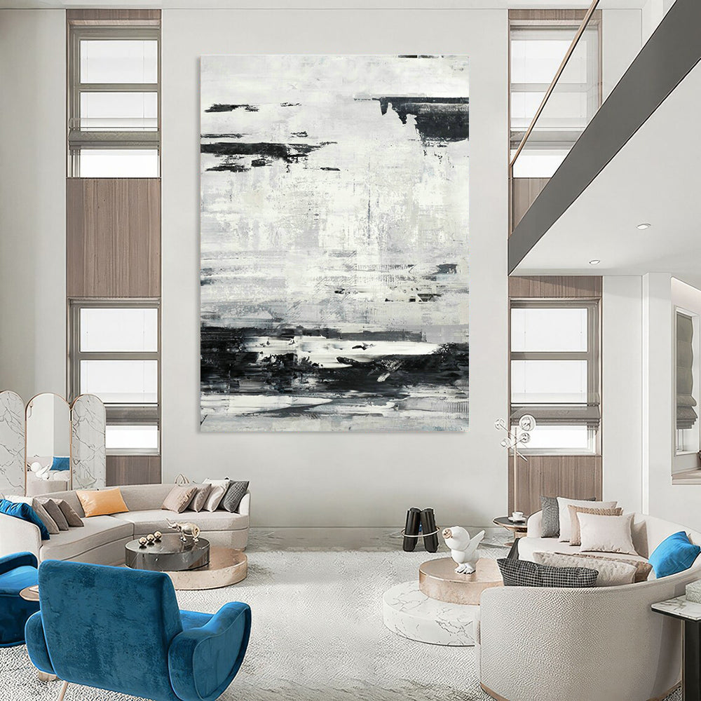 Gray - White Abstract Texture Art for Industrial Office & Art Gallery Corridor DLZ2077