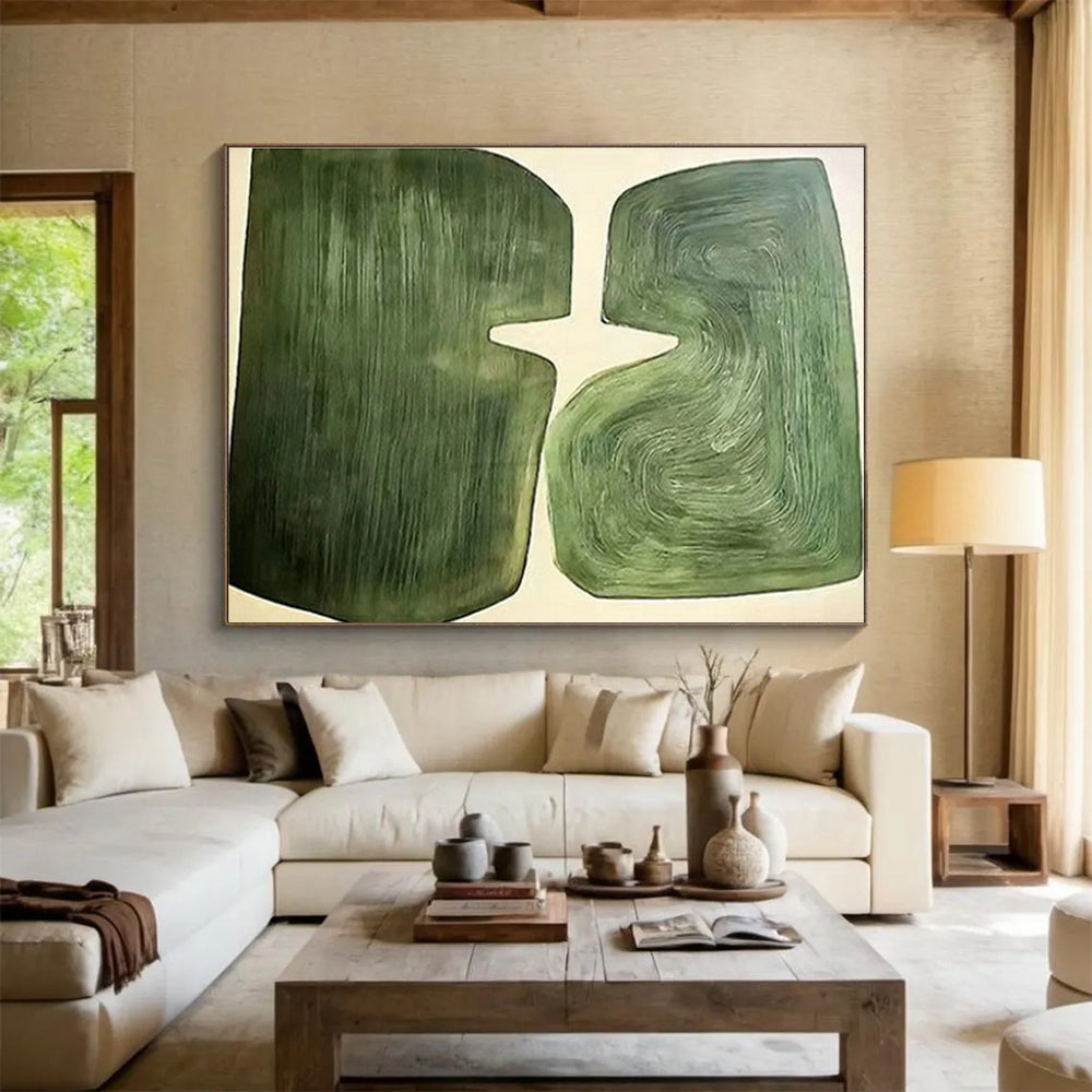 Green Abstract Shapes Art for Modern Minimalist Office DLZ2913