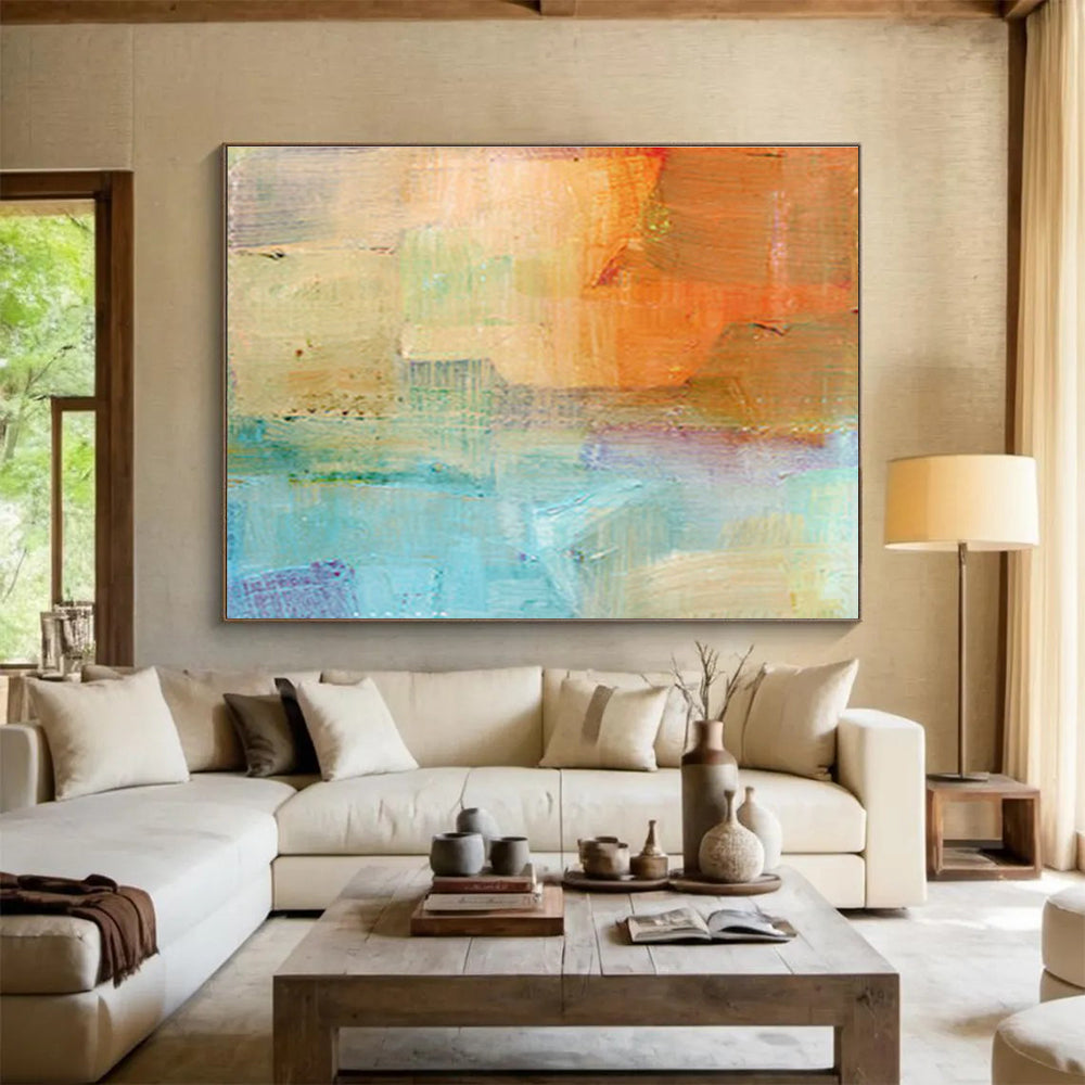 Vibrant Colorful Block Abstract Art to Infuse Liveliness and Energy into Your Kitchen DLZ2785