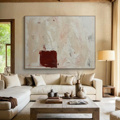 Red - Brown Line Abstract Art for Eclectic Home Libraries DLZ2530