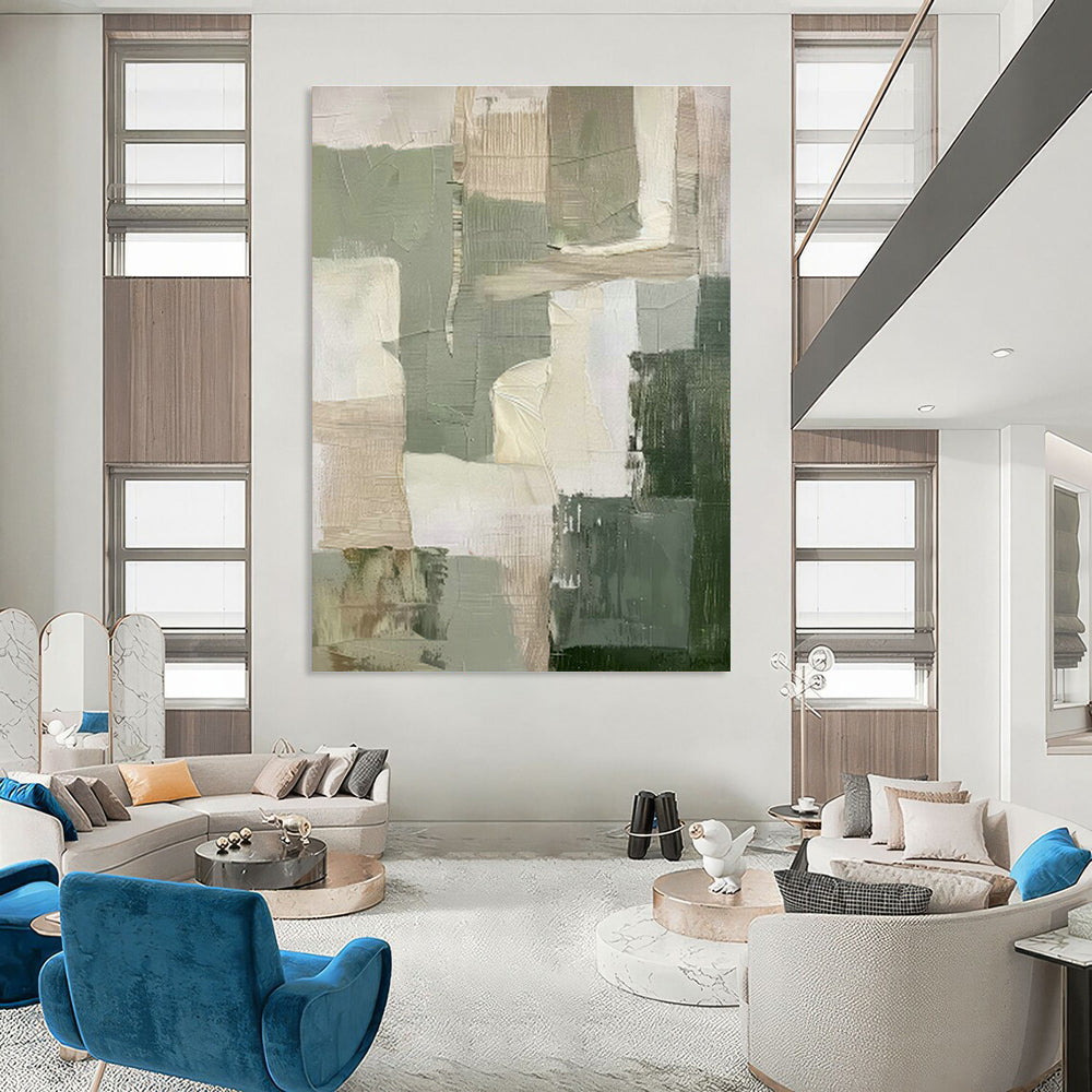 Gray - White Abstract Blocks Art for Minimalist Hotel Lobby & Art - Inspired Home Office DLZ0709