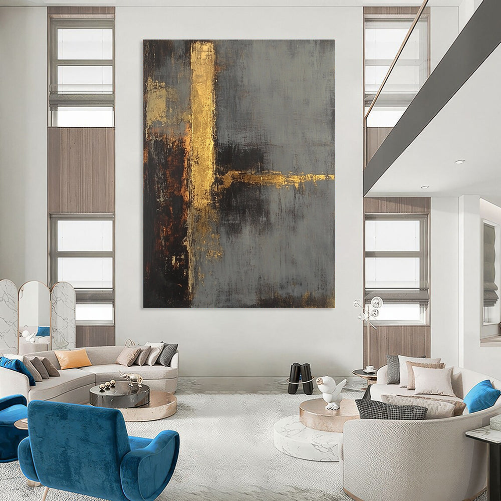 Grey and Gold Minimalist Abstract for Luxury Spa & Modern Home Library STSC418