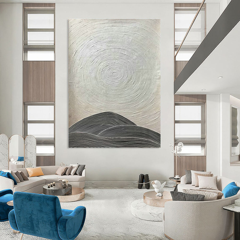 Grey - White Textured Landscape Abstract Art for Living Room & Study DLZ0491