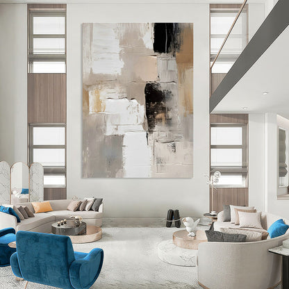 Gray - White - Black Abstract Art for Industrial - Chic Loft & Modern Art Museum DLZ0718