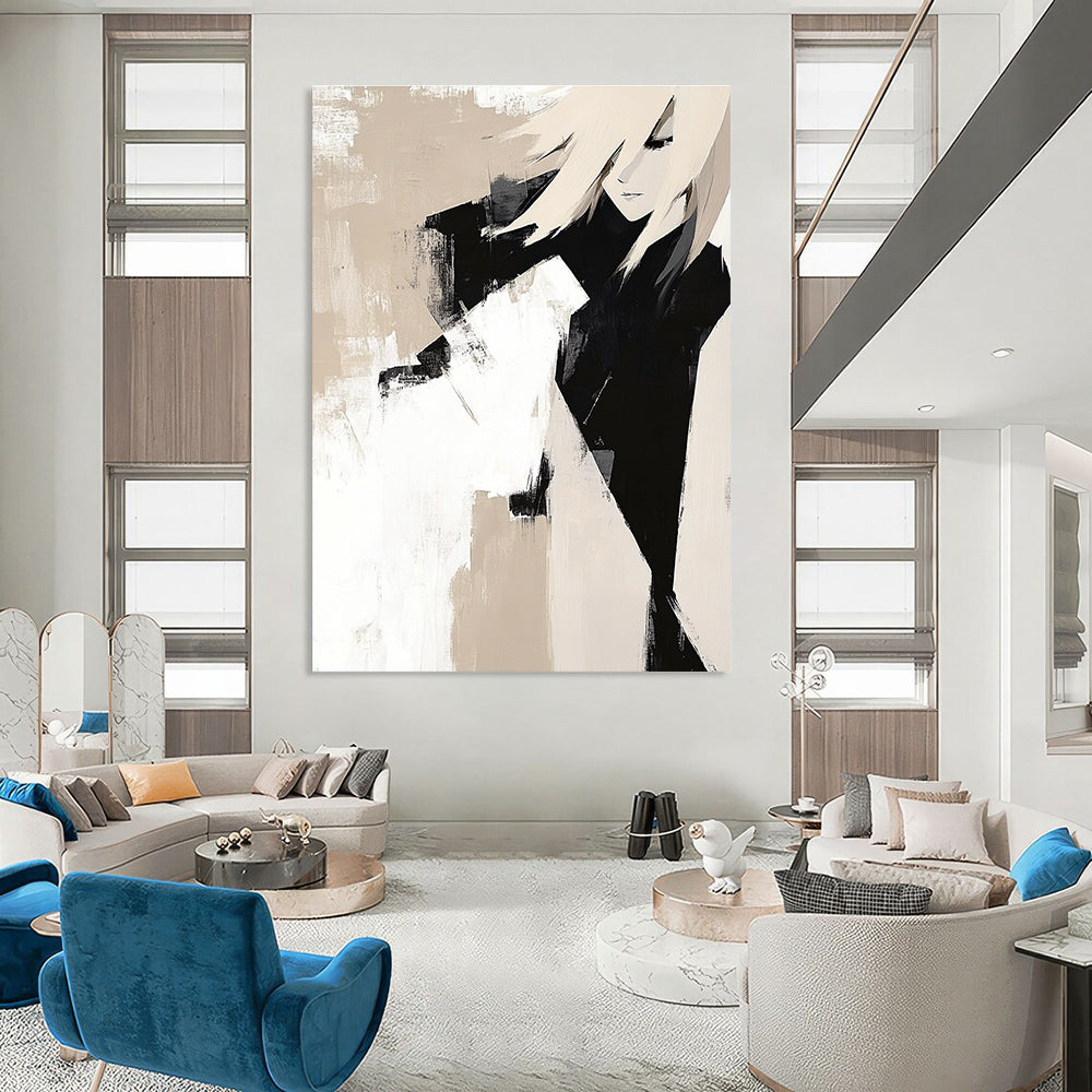 Beige and Black Abstract Character for Minimalist Home Office & Modern Studio STSC408