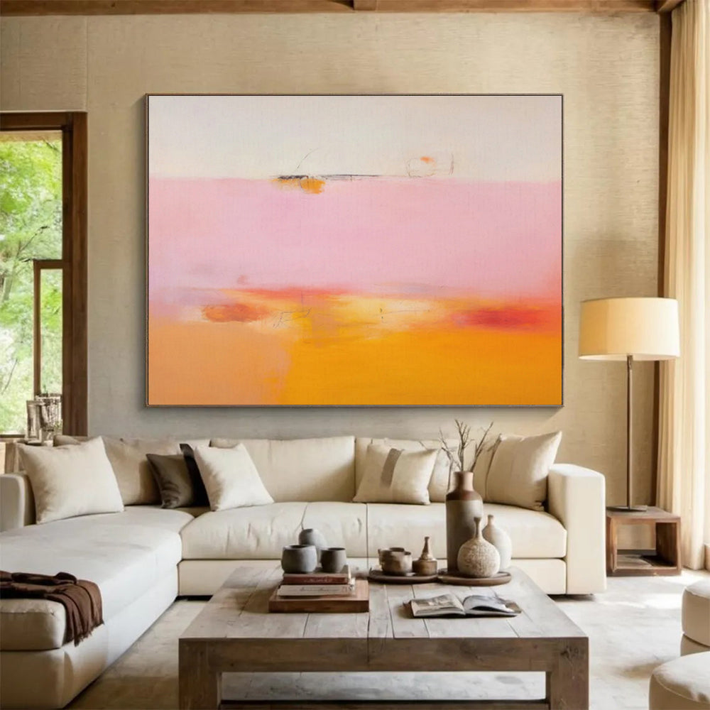 Pink - Orange Gradient Abstract Art for Sunny Breakfast Nook DLZ2860