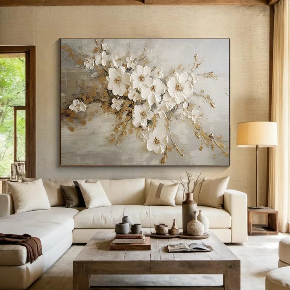 3D Floral Oil Painting for Elegant Bedroom Decor DLZ2634