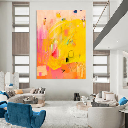 Sunny Yellow Abstract Art for Breakfast Nook & Kids’ Playroom DLZ0644