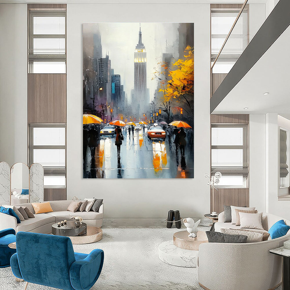 Rainy City Street with Umbrellas for Urban Loft & Rainy Day Café STSC1137