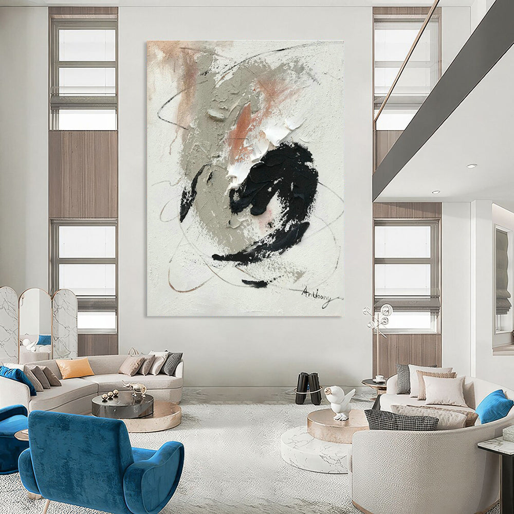 Gray - Black - White Abstract Art for Minimalist Gallery & Urban Apartment DLZ0819