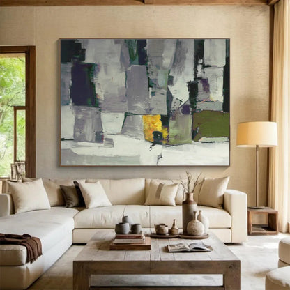 Grey - Purple Geometric Abstract Art for Chic Entryway DLZ2749
