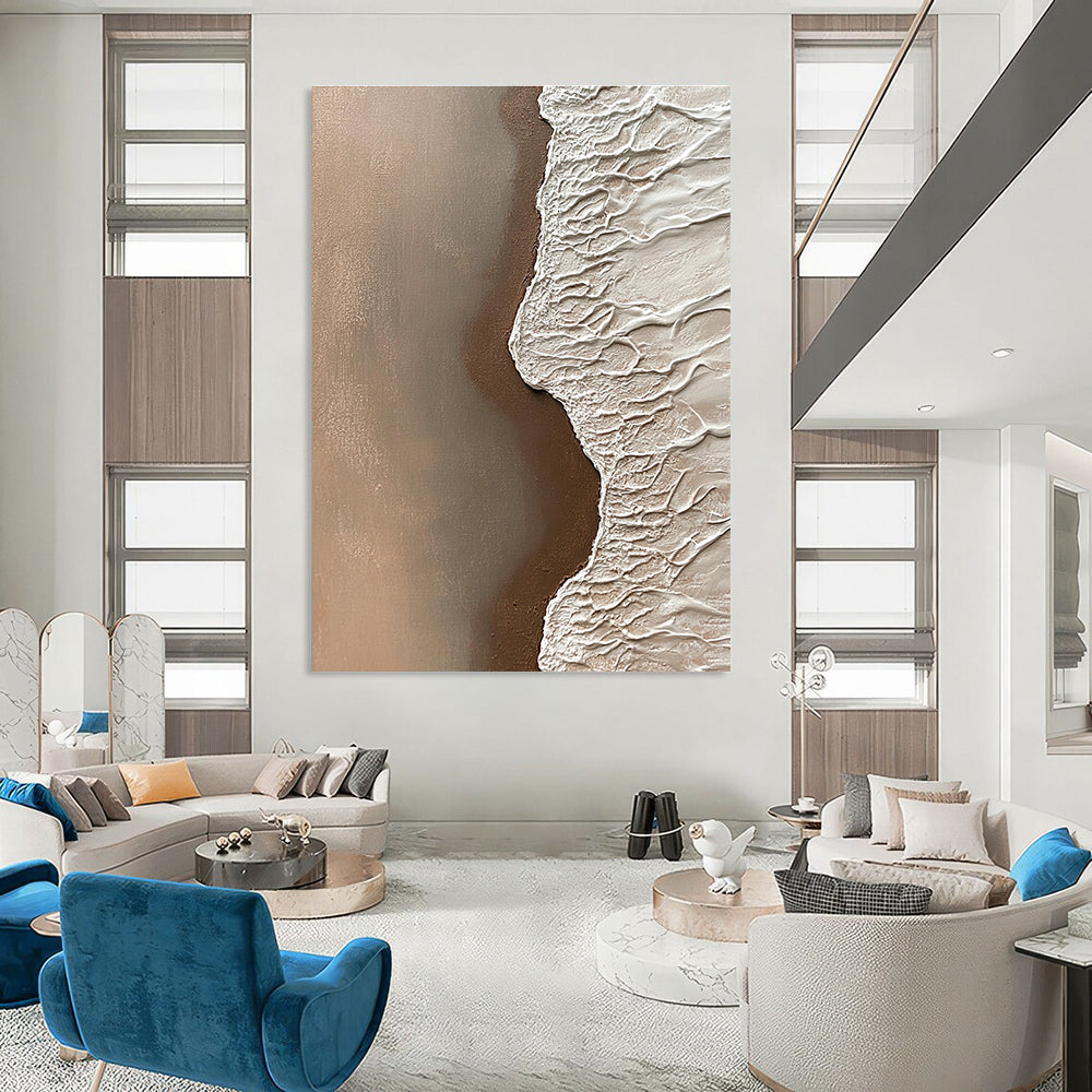 Textured Earth - Tone Shoreline for Rustic Farmhouse Dining Room & Nature Art Gallery STSC954