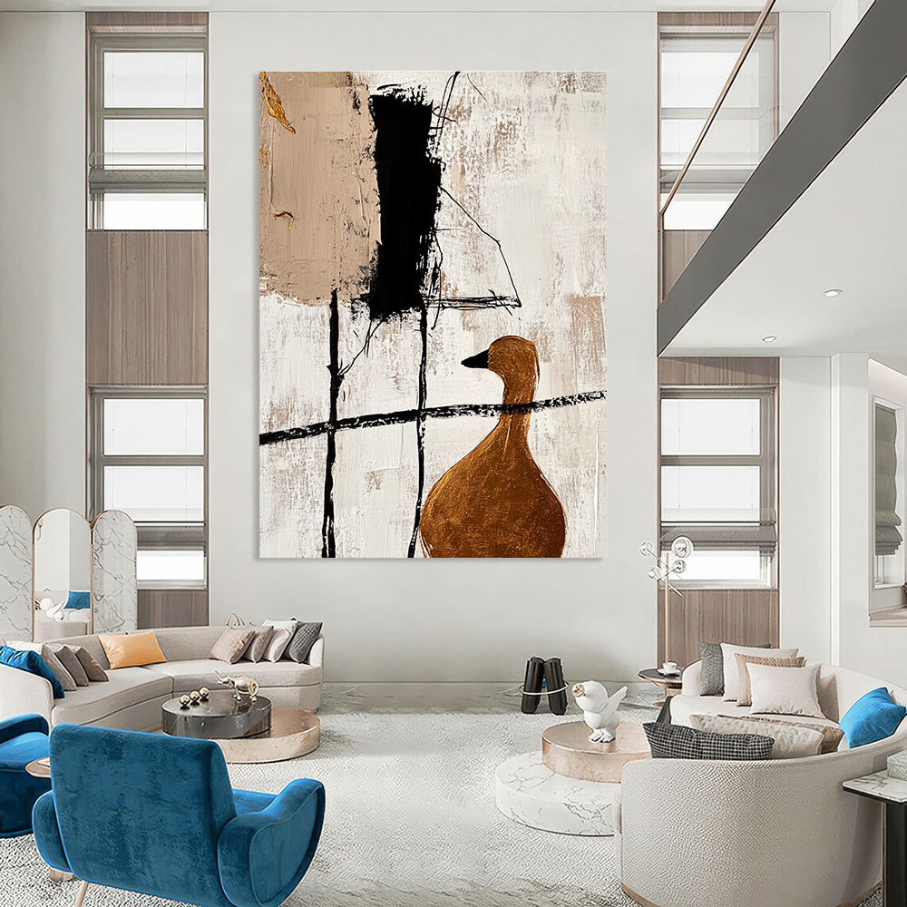 Abstract Duck with Gold Accents for Bohemian - Style Home & Quirky Art Café STSC466