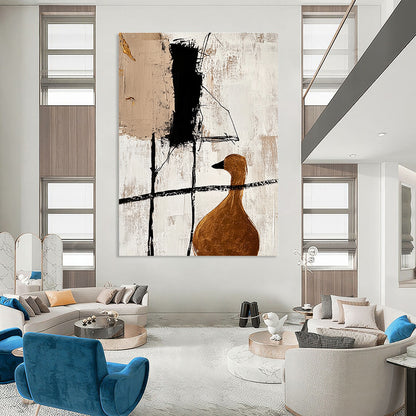 Abstract Duck with Gold Accents for Bohemian - Style Home & Quirky Art Café STSC466
